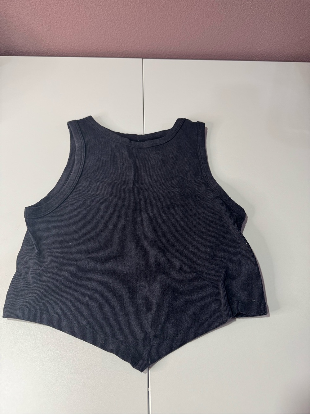 Women's Black Ribbed Tank Crop Top - Sleeveless Scoop Neck